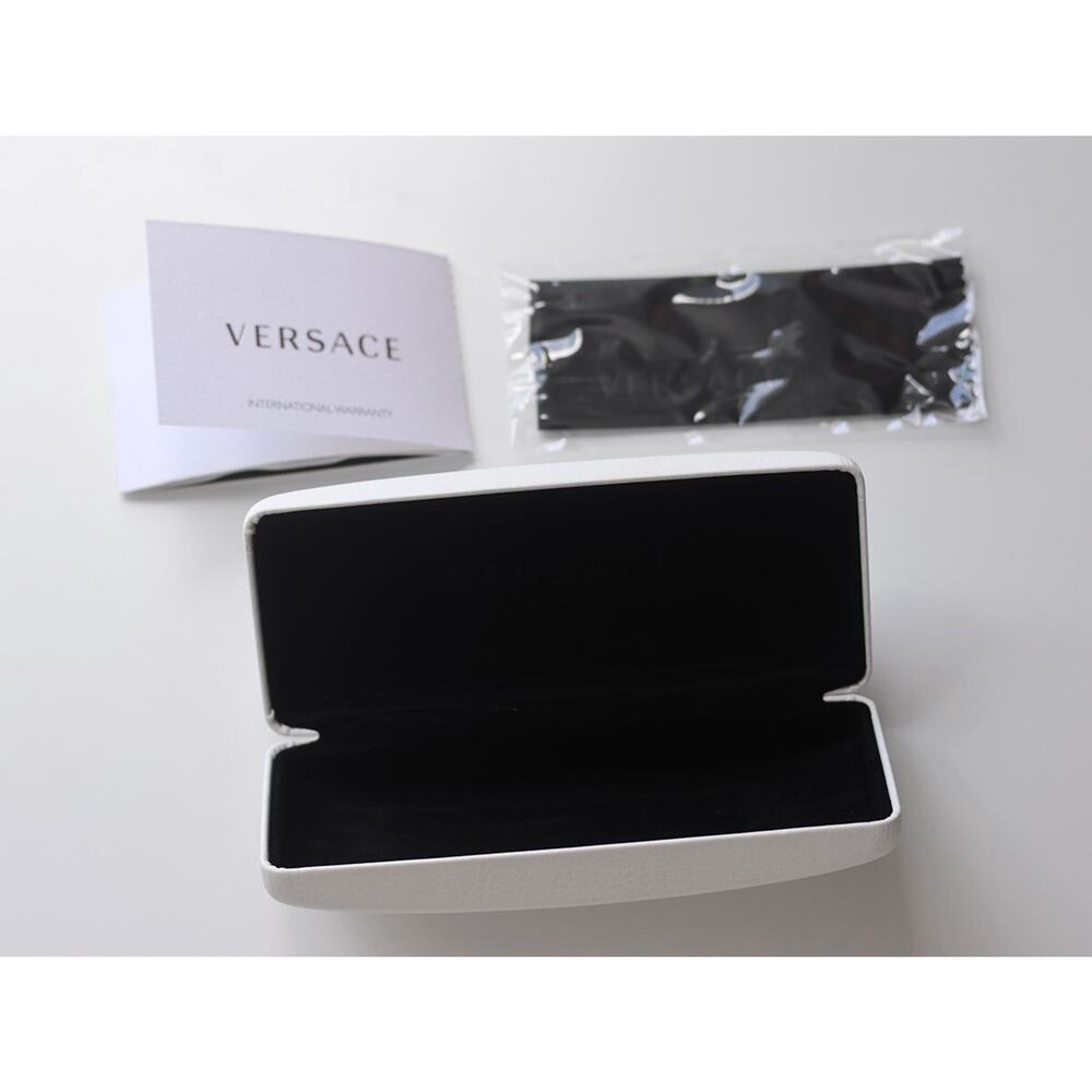 Versace Eyeglasses Case Hard White Gold Clamshell Logo Glasses Box With Cloth